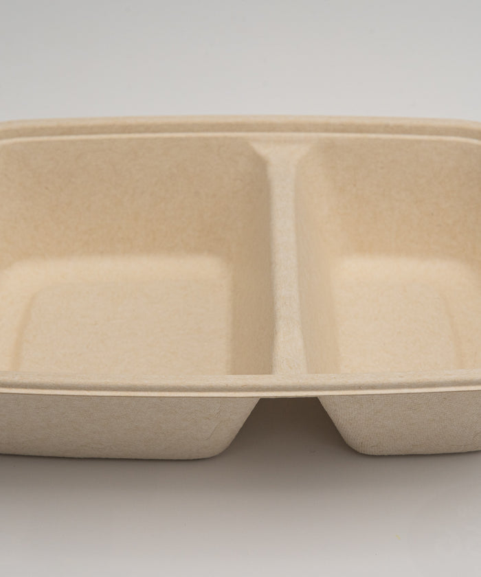 30 Oz Rectangular 2-Compartment Compostable Food Container (300pcs)