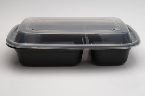 30 Oz 2-Compartments Rectangular Microwavable PP Food Container Set (150pcs)