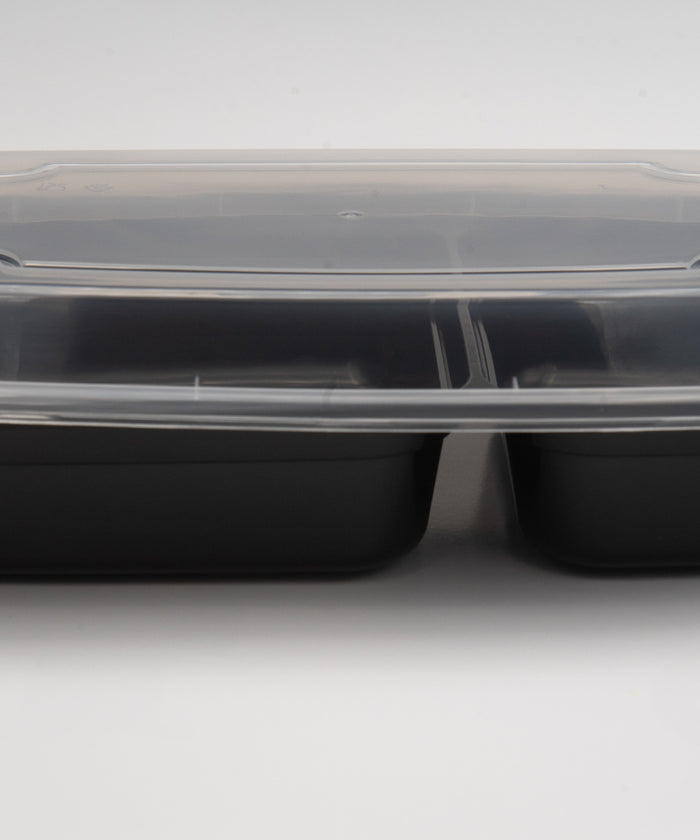 30 Oz 2-Compartments Rectangular Microwavable PP Food Container Set (150pcs)